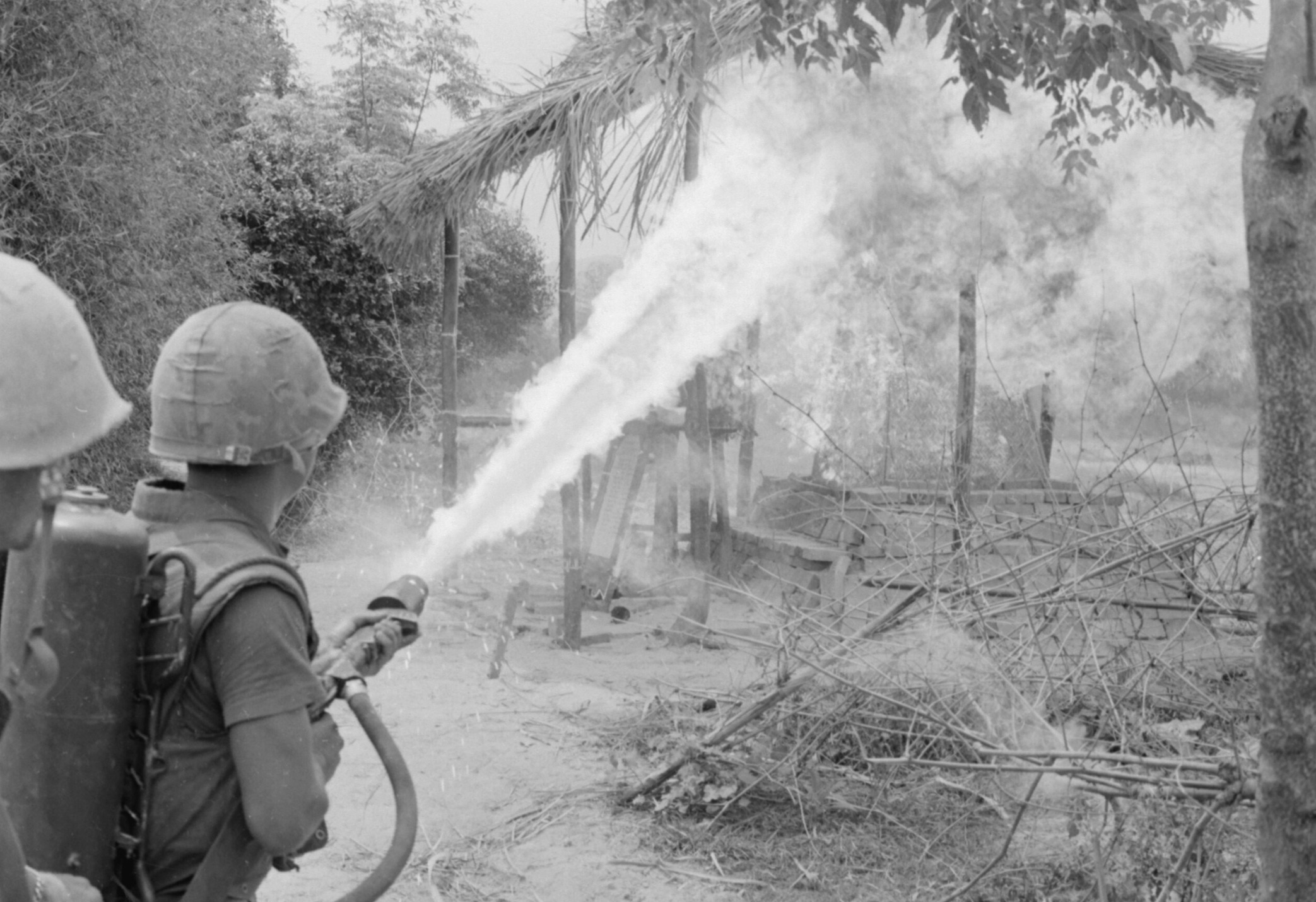 Flame thrower being used during Operation New Castle of the Vietnam War 